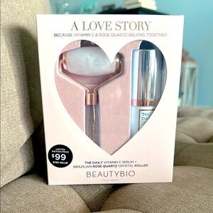 BeautyBio Vitamin C Serum and Rose Quartz Roller Set
